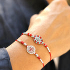 Peora Oxidized Silver Om Rakhi for Brother | Set of 2