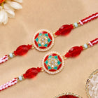 Peora Kundan Beaded Rakhi for Brother | Set of 2