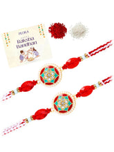 Peora Kundan Beaded Rakhi for Brother | Set of 2
