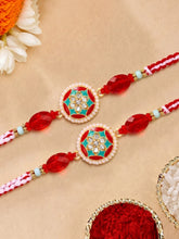 Peora Kundan Beaded Rakhi for Brother | Set of 2