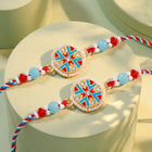 Peora Blue Meenakari Disc Rakhi for Brother | Set of 2