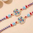 Peora Blue Meenakari Disc Rakhi for Brother | Set of 2