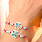 Peora Blue Meenakari Disc Rakhi for Brother | Set of 2