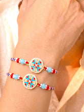 Peora Blue Meenakari Disc Rakhi for Brother | Set of 2