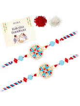 Peora Blue Meenakari Disc Rakhi for Brother | Set of 2