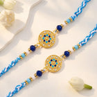Peora Blue Evil Eye Disc Rakhi for Brother | Set of 2
