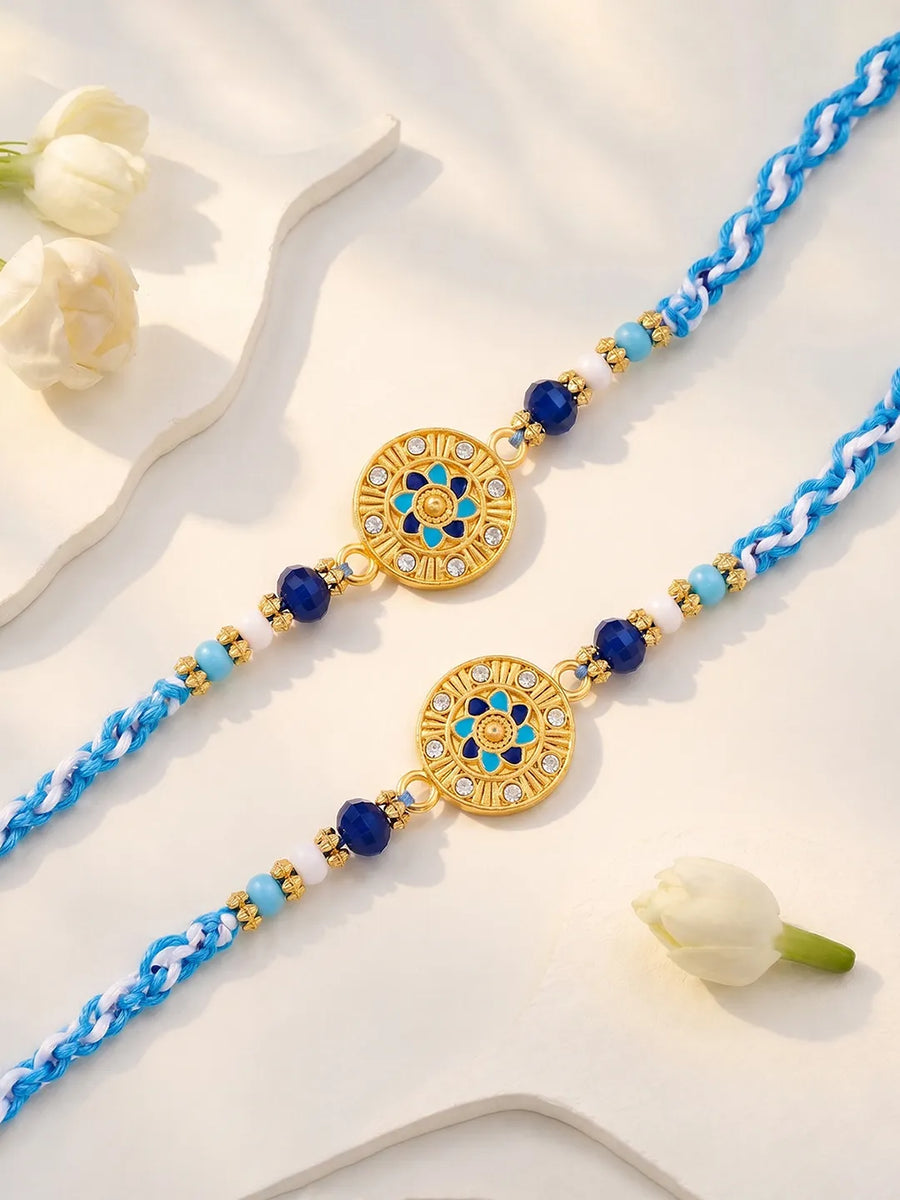 Peora Blue Evil Eye Disc Rakhi for Brother | Set of 2