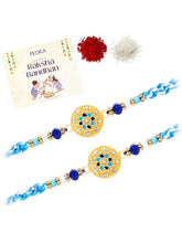 Peora Blue Evil Eye Disc Rakhi for Brother | Set of 2