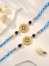 Peora Blue Evil Eye Disc Rakhi for Brother | Set of 2