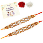 Peora Kundan Studded Rakhi for Brother | Set of 2