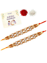 Peora Kundan Studded Rakhi for Brother | Set of 2