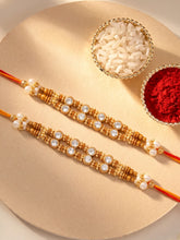 Peora Kundan Studded Rakhi for Brother | Set of 2