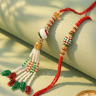 Peora Tasselled Pearl Rakhi for Brother | Set of 2