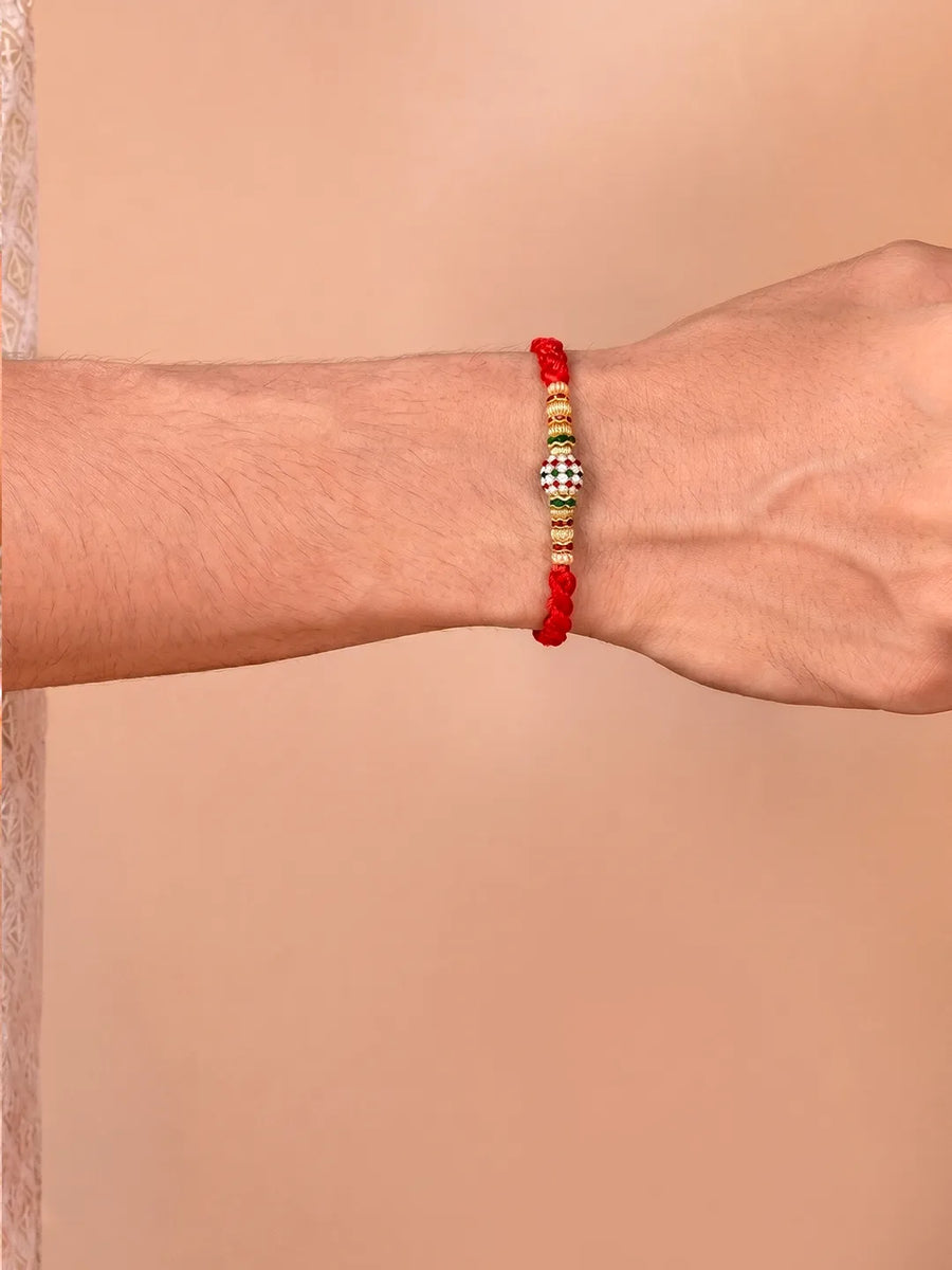 Peora Tasselled Pearl Rakhi for Brother | Set of 2