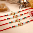 Peora Golden Green Bead Rakhi for Brother | Set of 4