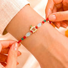 Peora Golden Green Bead Rakhi for Brother | Set of 4