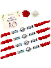 Peora Oxidized Silver Rakhi for Brother | Set of 4