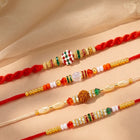 Peora Colourful Beaded Rakhi for Brother | Set of 4