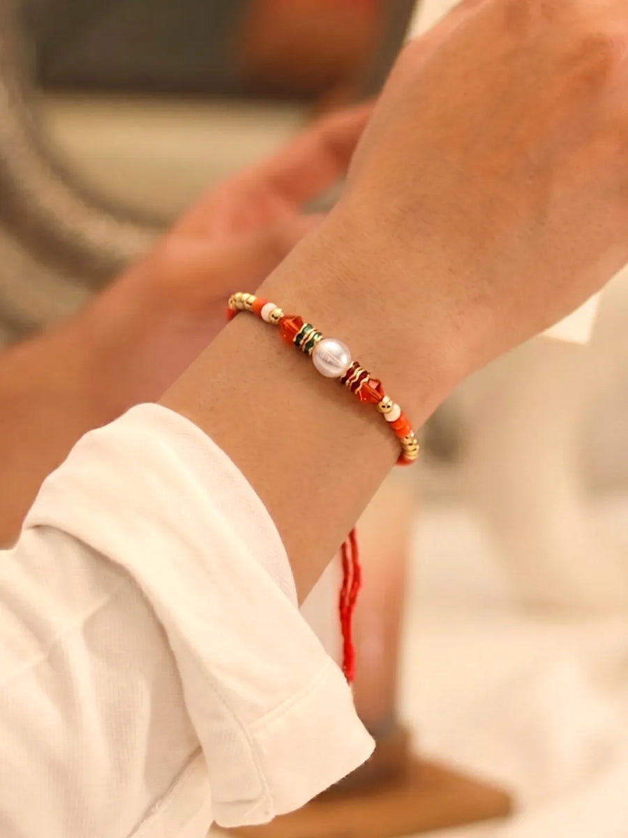 Peora Colourful Beaded Rakhi for Brother | Set of 4