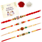 Peora Colourful Beaded Rakhi for Brother | Set of 4