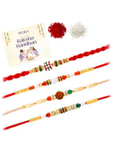 Peora Colourful Beaded Rakhi for Brother | Set of 4