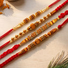 Peora Rudraksha Wooden Bead Rakhi for Bhai| Set of 4
