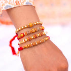 Peora Rudraksha Wooden Bead Rakhi for Bhai| Set of 4