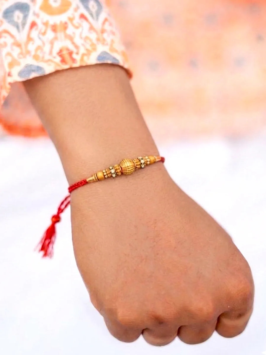 Peora Rudraksha Wooden Bead Rakhi for Bhai| Set of 4