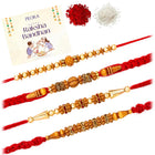 Peora Rudraksha Wooden Bead Rakhi for Bhai| Set of 4