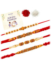 Peora Rudraksha Wooden Bead Rakhi for Bhai| Set of 4