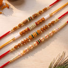 Peora Rudraksha Wooden Bead Rakhi for Brother | Set of 4