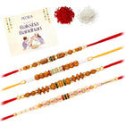 Peora Rudraksha Wooden Bead Rakhi for Brother | Set of 4