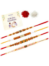 Peora Rudraksha Wooden Bead Rakhi for Brother | Set of 4
