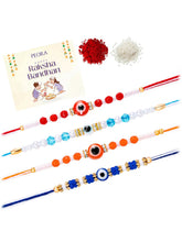 Peora Evil Eye Beaded Rakhi for Brother | Set of 4