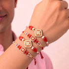Peora Crystal Diamond Rakhi for Brother | Set of 4
