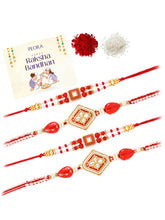 Peora Crystal Diamond Rakhi for Brother | Set of 4
