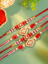 Peora Crystal Diamond Rakhi for Brother | Set of 4