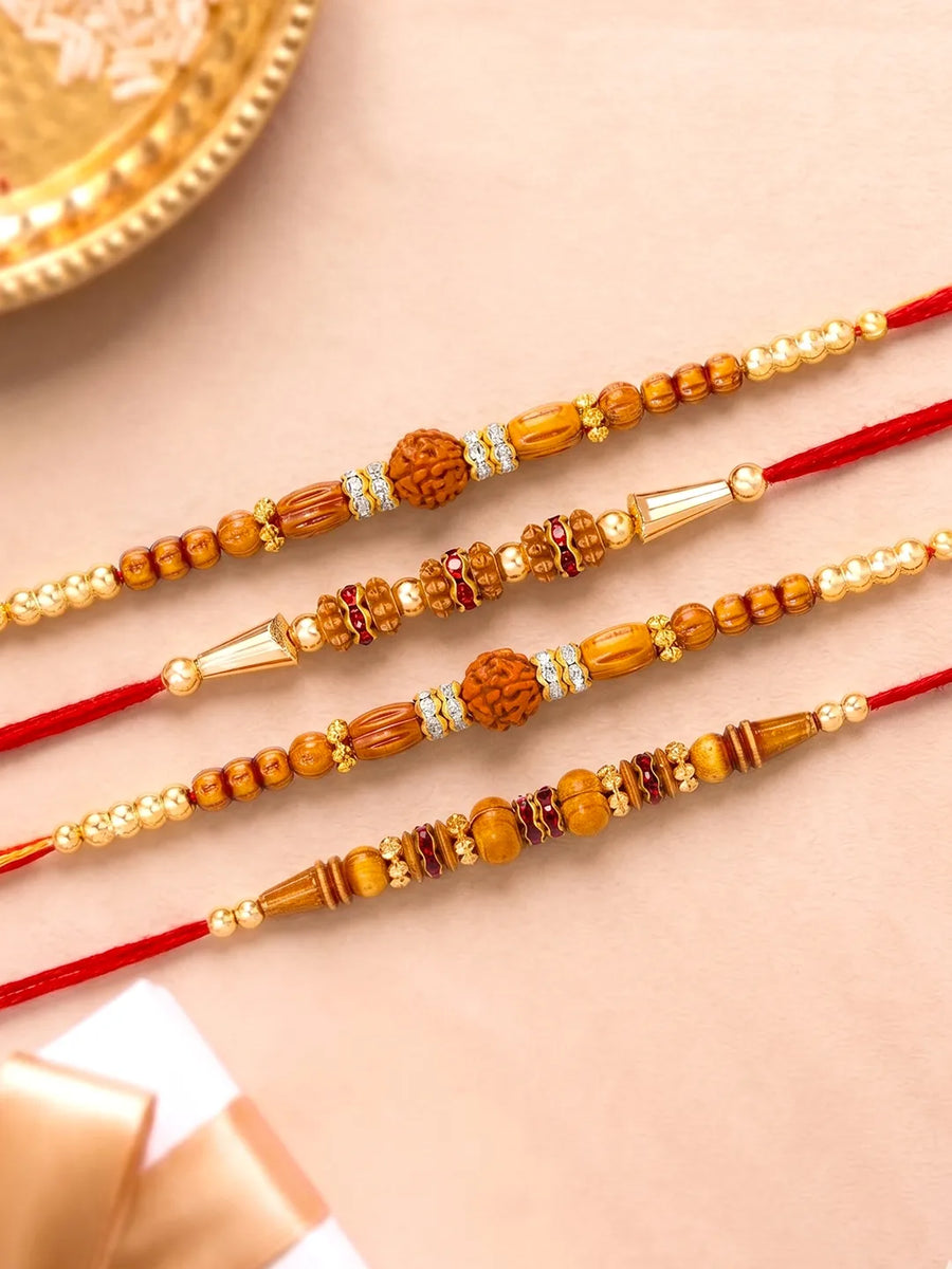 Peora Wooden Beads Rakhi for Brother | Set of 4