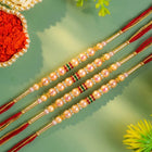 Peora Golden Beaded Rakhi for Brother | Set of 4