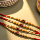 Peora Golden Beaded Rakhi for Brother | Set of 4