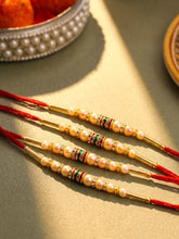 Peora Golden Beaded Rakhi for Brother | Set of 4