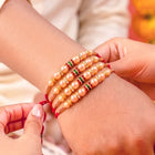 Peora Golden Beaded Rakhi for Brother | Set of 4