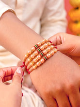 Peora Golden Beaded Rakhi for Brother | Set of 4