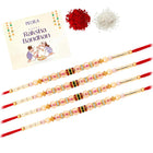 Peora Golden Beaded Rakhi for Brother | Set of 4