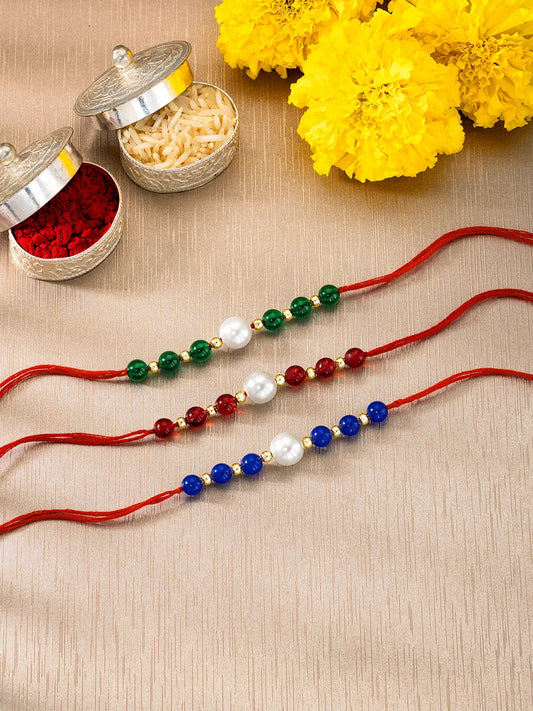 Peora Rakhi Set of 3 with Beads Accents