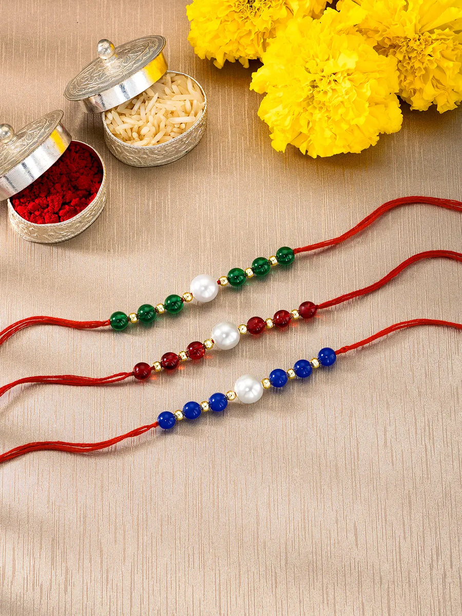 Peora Rakhi Set of 3 with Beads Accents