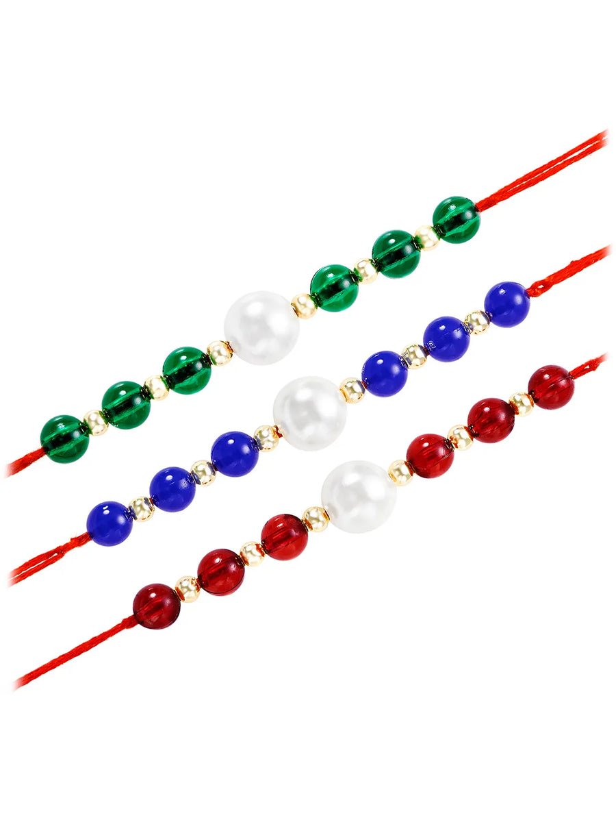 Peora Rakhi Set of 3 with Beads Accents