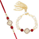 Dual Layer Kundan Lumba Rakhi Set