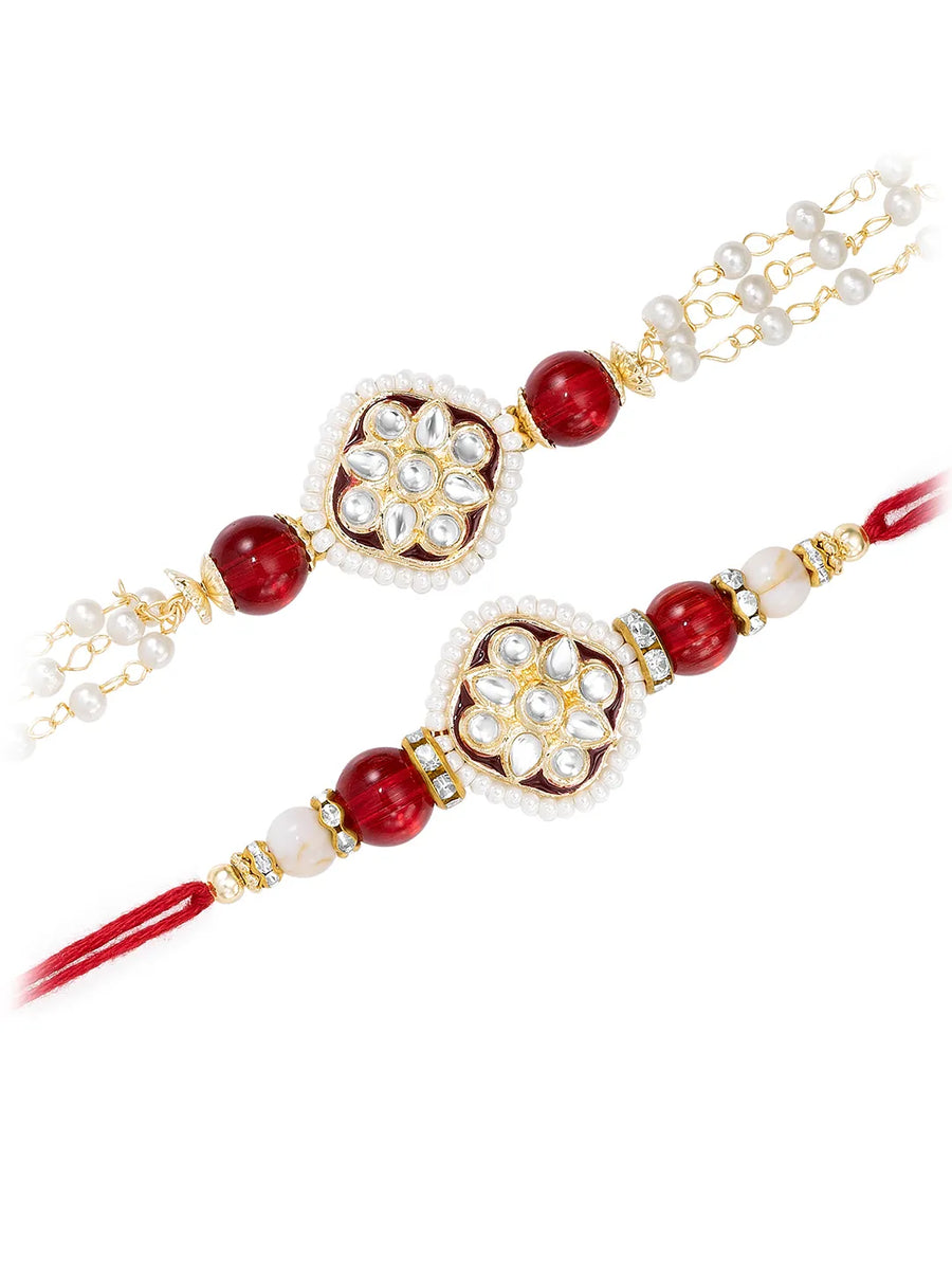 Dual Layer Kundan Lumba Rakhi Set