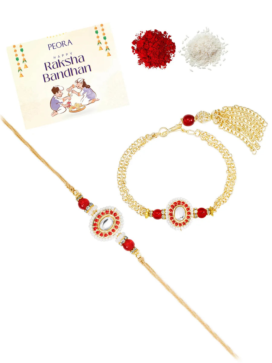 Gleaming Beads Rakhi-Lumba Pair
